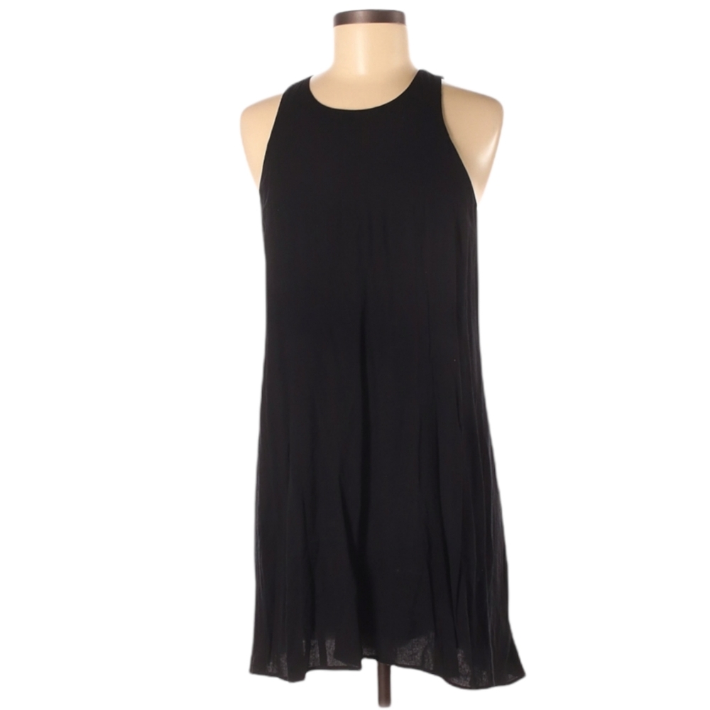 Bella Luxx Black Mini Dress Size M Pleating Layered‎ Look Flowy Sleeveless